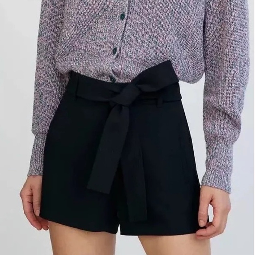 Aritzia Wilfred Tie-Front Shorts in Black Size 0